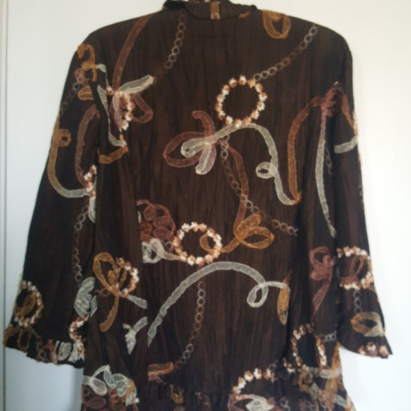 Elegant colourful brown Araz blouse top - Picture 2 of 3